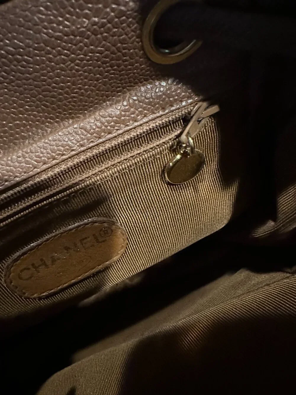 Chanel Vintage Tan Caviar CC Backpack